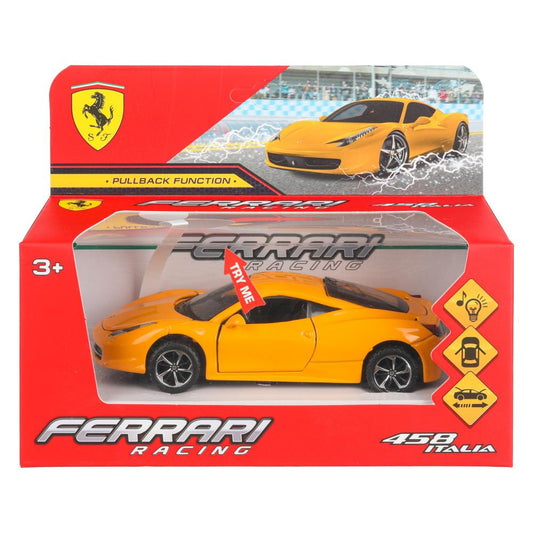 Модель металл звук ferrari 458 italia 14 см, двери, багажник. инерция кор. Технопарк в кор.2*48шт