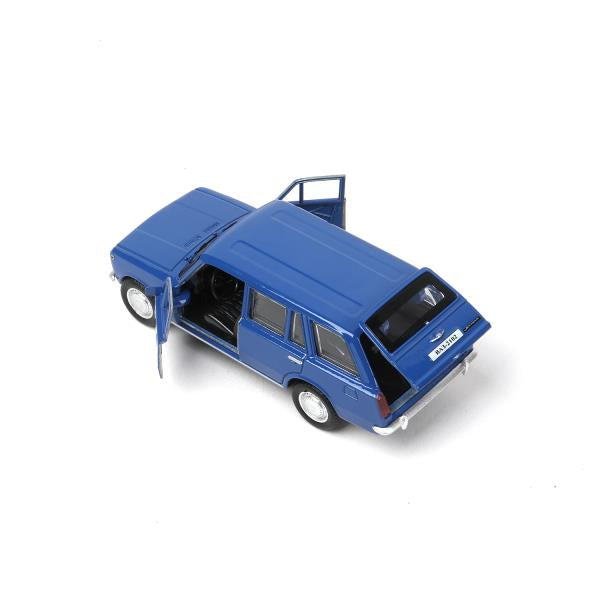 Машина металл ваз-2102 12 см, двери, багажник, инер,синий, кор. Технопарк в кор.2*36шт