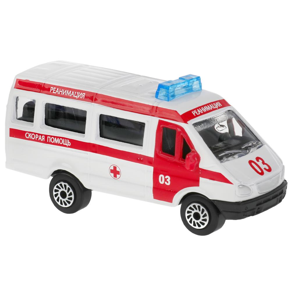 Машина металл KAMAZ ЭВАКУАТОР, 12 см, дв., подв.дет., инерц.+скорая 7,5 см Технопарк в кор.2*24шт