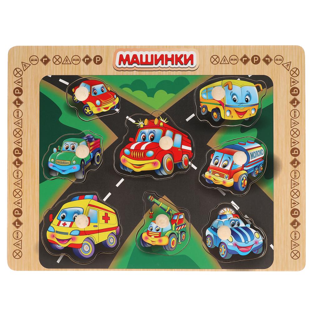 Игрушка деревянная рамка-вкладыш "машинки" Буратино в кор.100шт