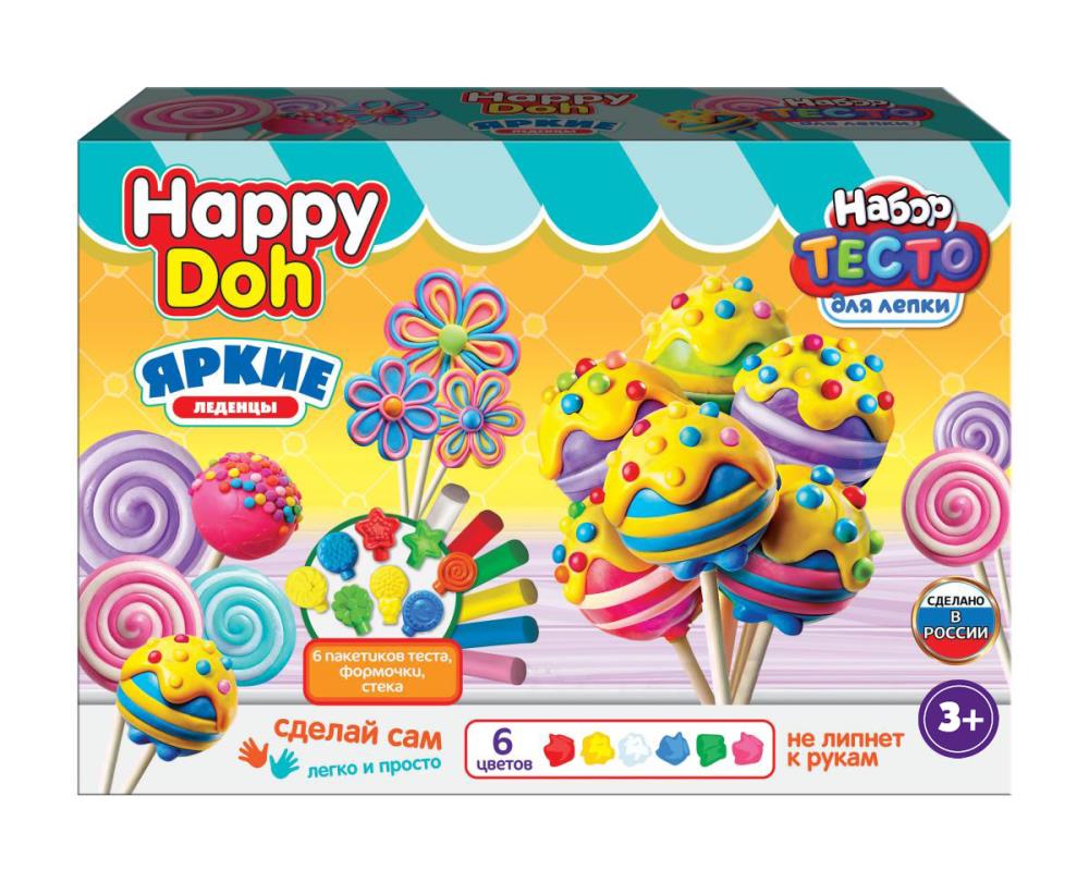 Набор для лепки с формочками яркие леденцы, 24 см HAPPY DOH в кор.8шт