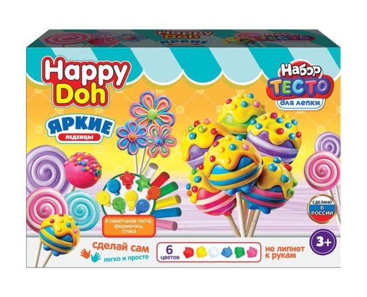 Набор для лепки с формочками яркие леденцы, 24 см HAPPY DOH в кор.8шт