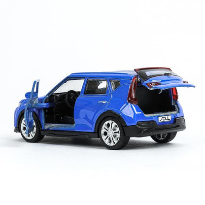 Машина металл KIA soul длина 12 см, двери, багаж., инерц, синий, кор. Parc technologique dans le cor.2*36шт