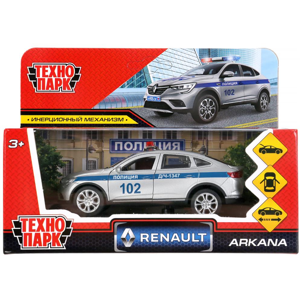 ARKANA-12POL-SR 303072 Машина металл RENAULT ARKANA ПОЛИЦИЯ 12 см, двери, багаж, серебристый, кор. Т