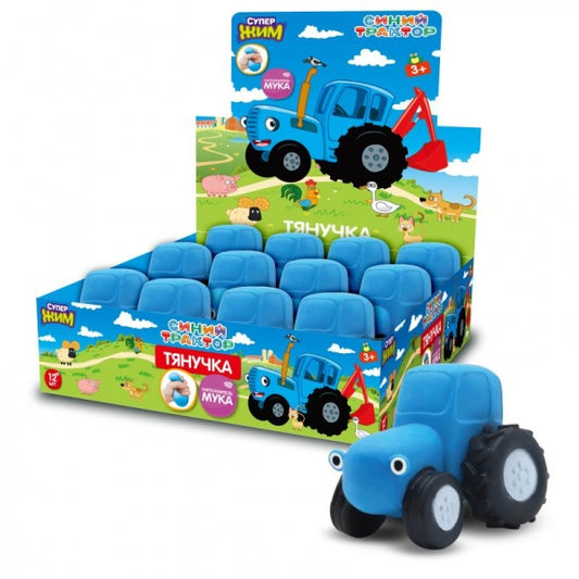 Игрушка-антистресс, тянучка с мукой, 8 см, СИНИЙ ТРАКТОР диплей Супер Жим уп-12шт в кор.4уп