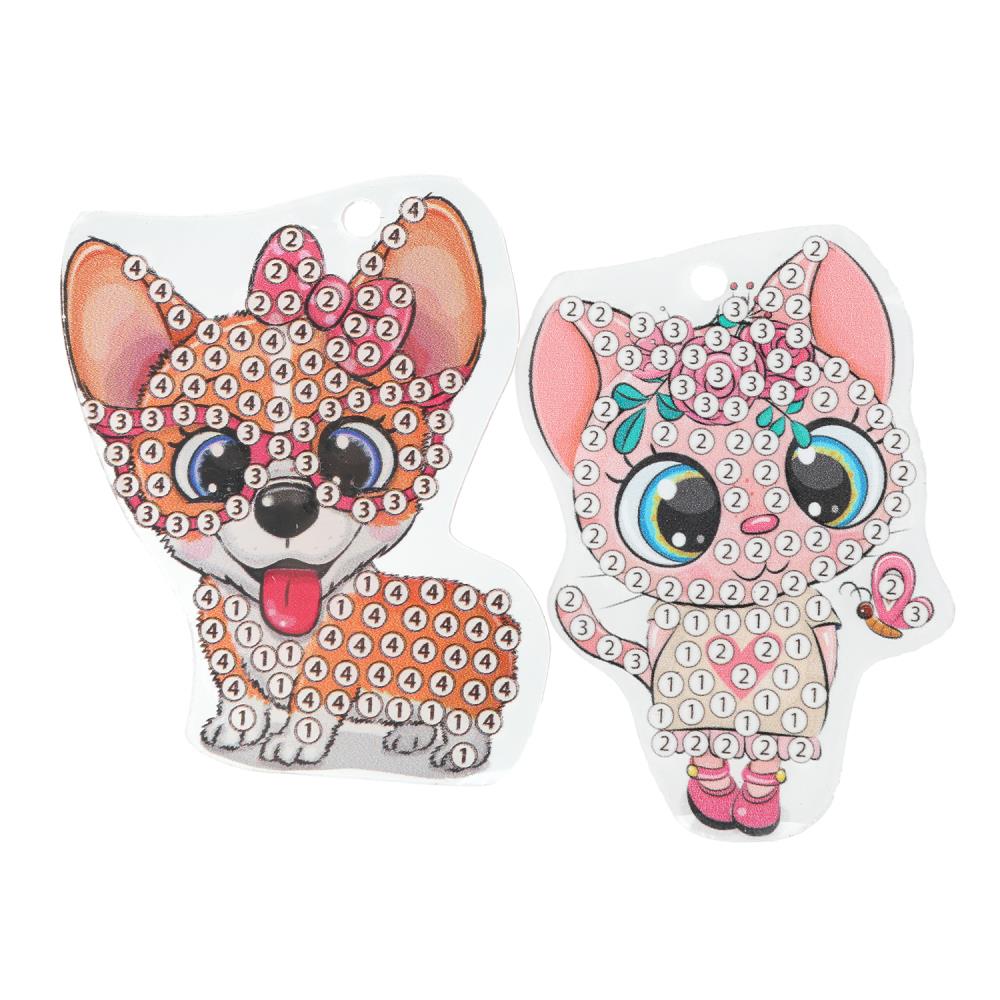 Алмазная мозаика-подвеска милые животные МУЛЬТИ АРТ в кор.50шт