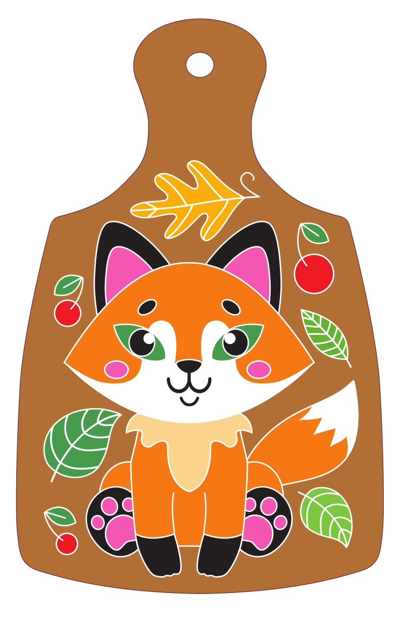Набор для творчества Роспись по дереву "Лисичка" (разделочная доска, большой конверт)