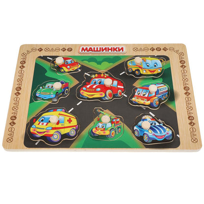 Игрушка деревянная рамка-вкладыш "машинки" Буратино в кор.100шт
