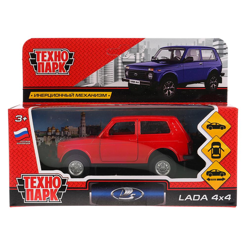 ТМ Технопарк. Machine métallique "LADA 4x4" 12 cm, ouverte. двери, инерц., КРАСНЫЙ. dans le cor. dans le cor.2*36шт