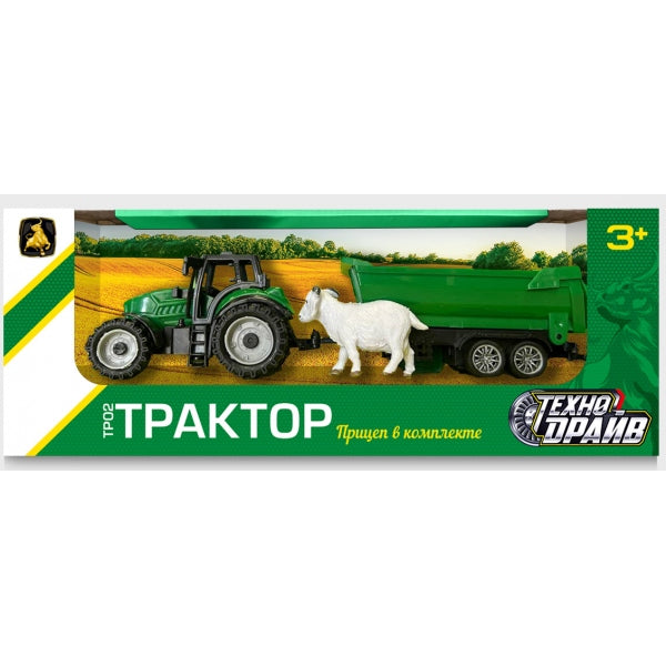 ТРАКТОР С ПРИЦЕПОМ, инерц, фигурка, кор.22,5*8,5*6см ТЕХНОДРАЙВ в кор.2*120шт