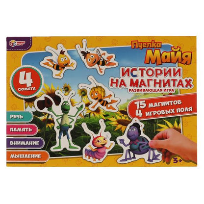 Пчелка Майя. Магнитная игра в коробке. 15 магнитов, 4 игровых поля. Умные игры в кор.50шт