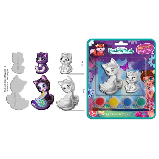 Барельеф для росписи, 2 шт в наборе, ЭНЧАНТИМАЛС сиеста кэт и клаймбер МУЛЬТИ АРТ в кор.2*144шт