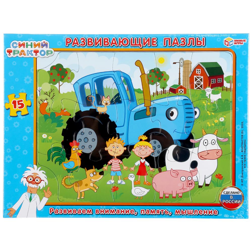 4680013713751 301315 РАЗВИВАЮЩИЕ ПАЗЛЫ В РАМКЕ "УМНЫЕ ИГРЫ" СИНИЙ ТРАКТОР .15Д. 30*22*0,5СМ в кор.