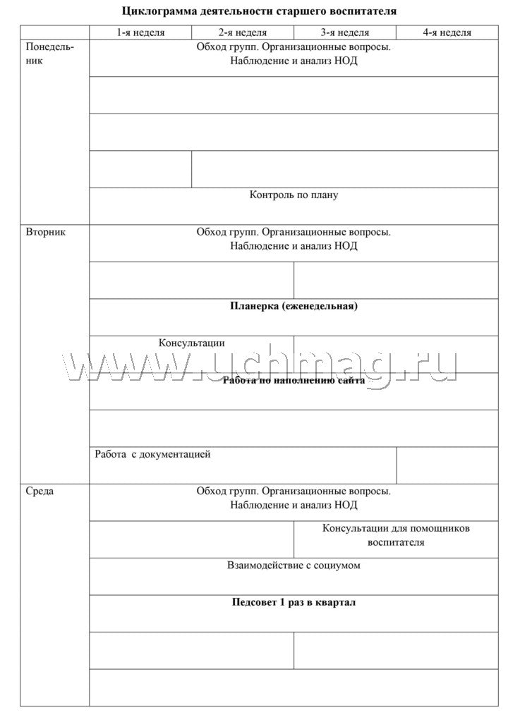 Журнал старшего воспитателя детского сада