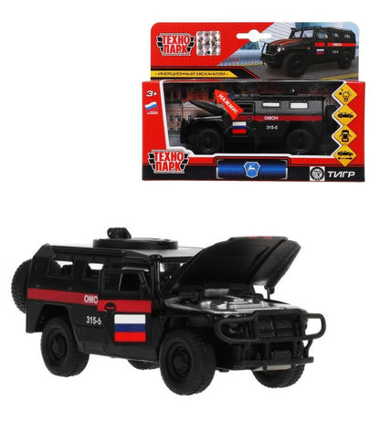 CT12-357-N-BL(MATTE)-WBМашина металл звук-свет ГАЗ ТИГР омон 13,7 см, дв.,капот, люк, инерц., кор. Т