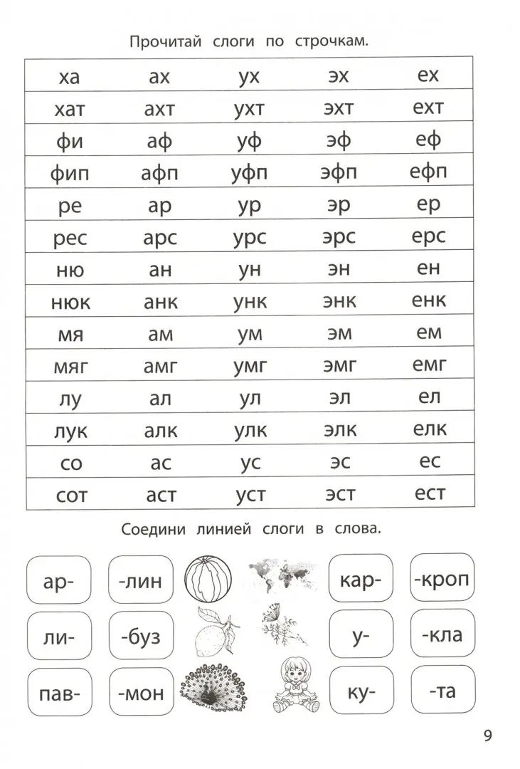 Слоговые таблицы дп