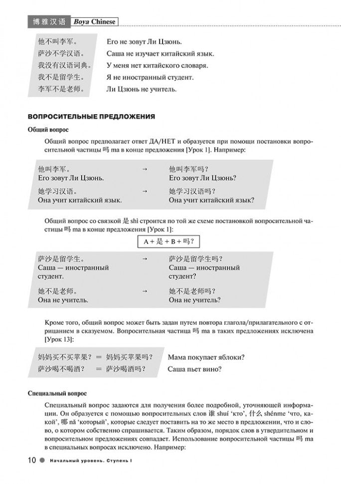 Курс китайского языка "Boya Chinese". Начальный уровень. Ступень 1. Лексико-грамматический справочник