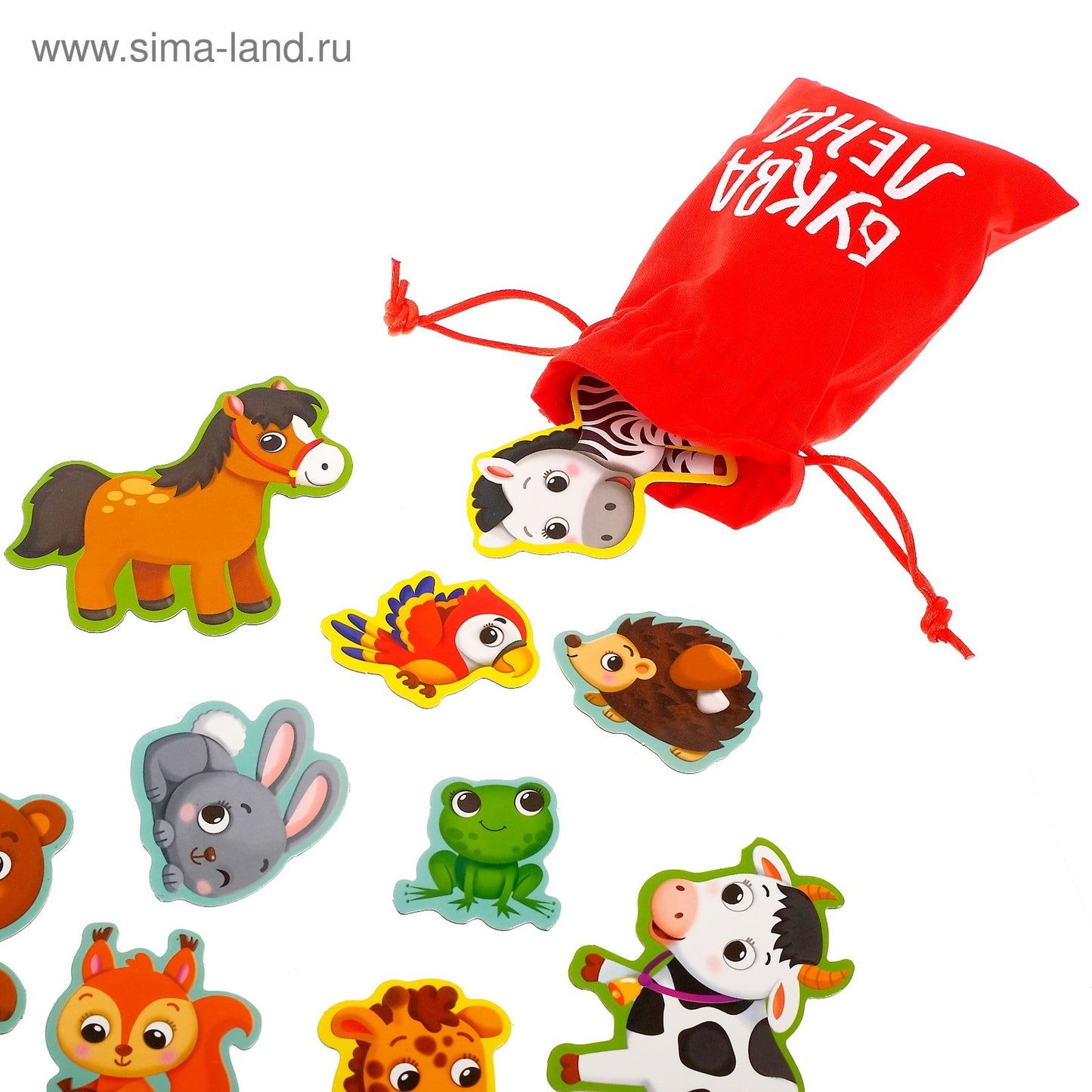 Магнитная книжка-игрушка «Мир животных», с мешочком, 8 стр.
