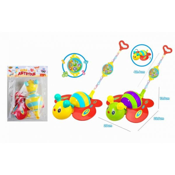 Каталка с ручкой на бат. со звуком в ассорти. в пак. в кор.2*48шт