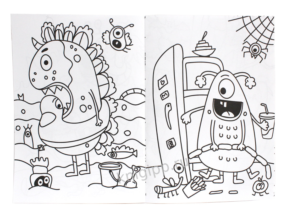 МОЯ РАСКРАСКА А4 чёрная. МОНСТРИКИ