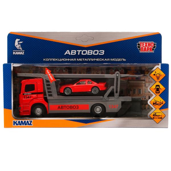 Машина металл свет-звук KAMAZ АВТОВОЗ 20 см, подвиж дет, машин, красн, кор. Технопарк в кор.48шт