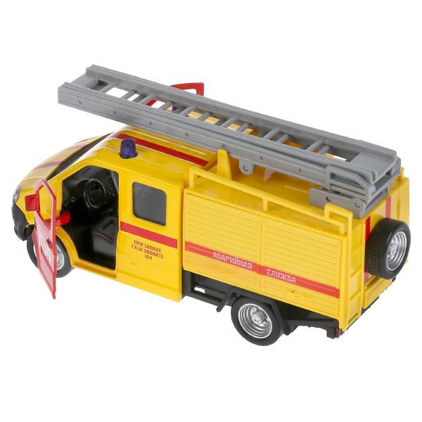 Технопарк. Газель "Next Аварийная" 15 см, металл свет-звук двери, инерц, кор. арт.NEXTFIR-15SLEM-YE