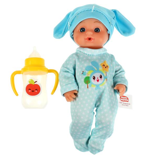 Пупс функц МАЛЫШАРИКИ 15см, пьет, пис, бутылочка, на блистере КАРАПУЗ в кор.72шт