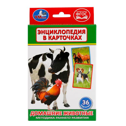 КАРТОЧКИ РАЗВИВАЮЩИЕ "УМКА" ДОМАШНИЕ ЖИВОТНЫЕ. (36 КАРТОЧЕК) в кор.50шт