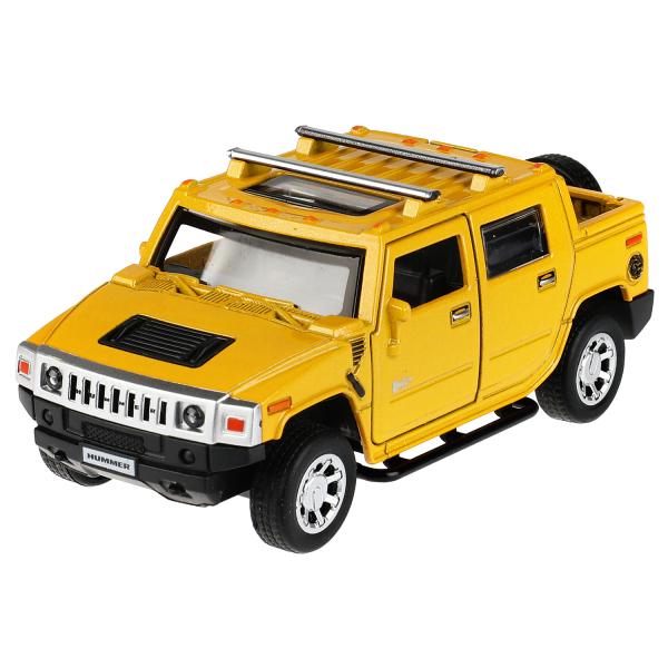 Машина металл HUMMER H2 PICKUP длина 12 см, дверь, багажник, инерц, желтый, кор. Технопарк в кор.2*36шт