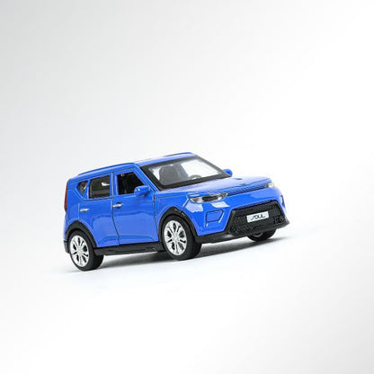 Машина металл KIA soul длина 12 см, двери, багаж., инерц, синий, кор. Parc technologique dans le cor.2*36шт