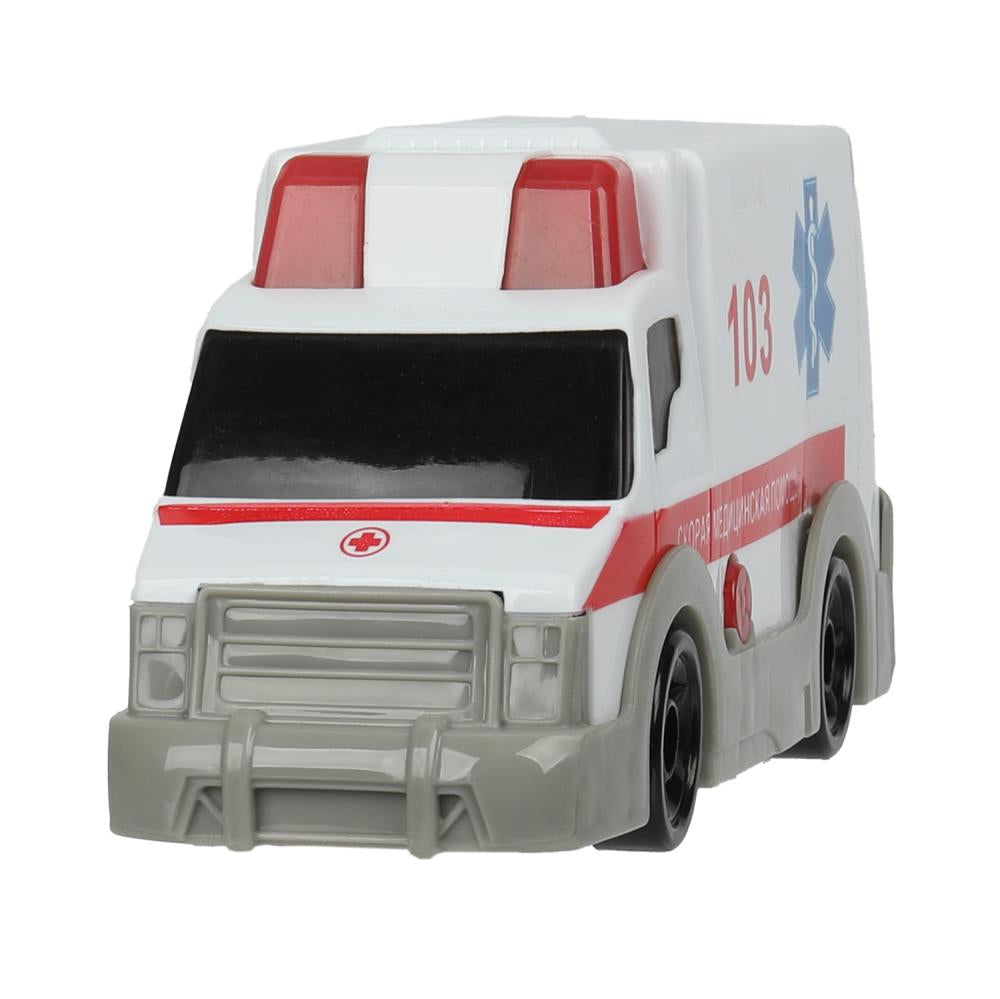 Машина пластик свет-звук СКОРАЯ ПОМОЩЬ 15 см, кор. Технопарк в кор.2*48шт