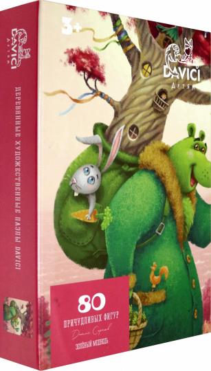 Пазл деревянный Зеленый медведь, 80 дет