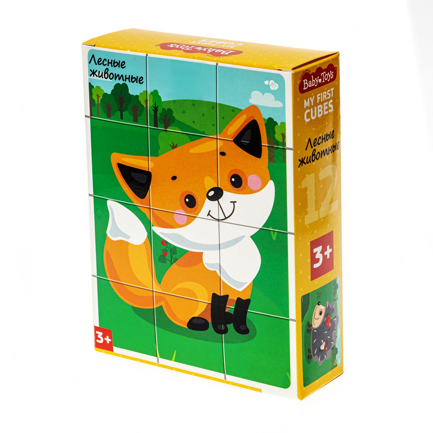 НАБОР ИЗ 12-И КУБИКОВ "ЛЕСНЫЕ ЖИВОТНЫЕ" (БЕЗ ОБКЛЕЙКИ) BABY TOYS в кор.20наб