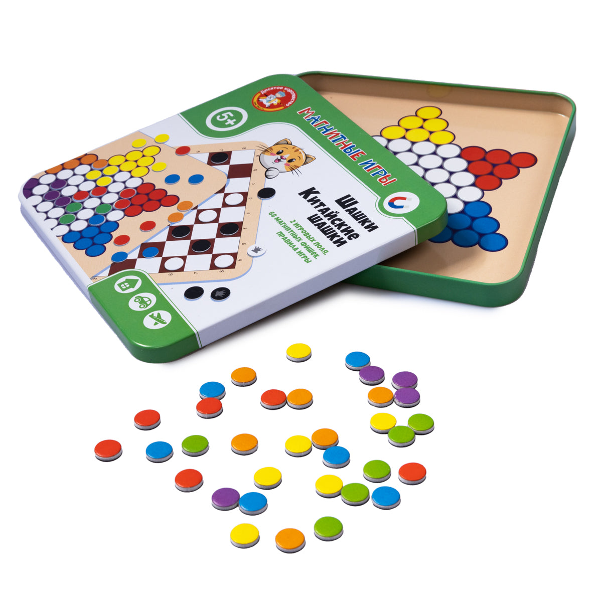 Игра магнитная в жестяной коробочке "Шашки. Китайские шашки"