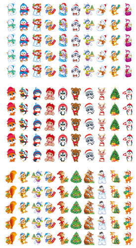 *КНМ-17573 Комплект наклеек для поощрения. Новогодние (3 набора по 2 штуки, 50 шт. на листе)