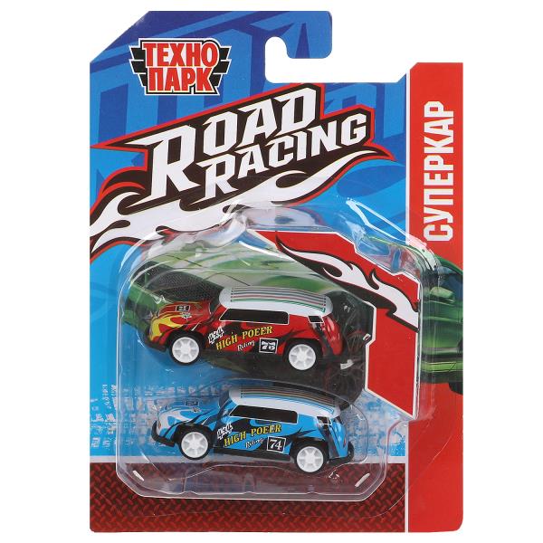 Машина металл ROAD RACING набор 7,5см, 2 шт,металл,в ассорт блистер Технопарк в кор.2*240наб