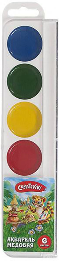 Акварель 6цв без кист. пласт.уп.,АКВП06КР