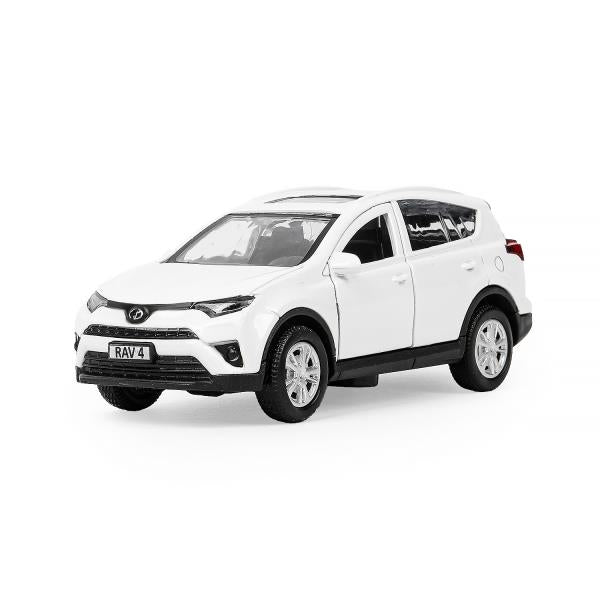 Машина металл TOYOTA RAV4 длина 12 см, двери, багажник, инерц, белый, кор. Технопарк в кор.2*36шт