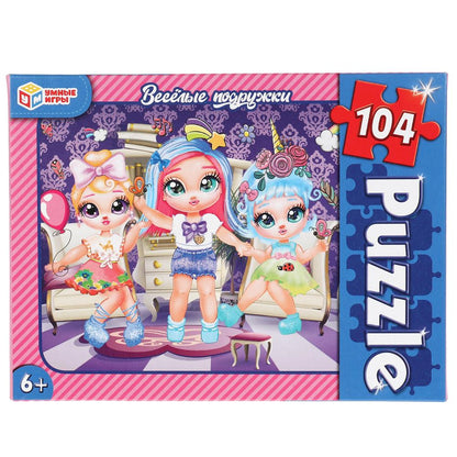 Веселые подружки. Пазлы классические в коробке. Пазл 104 детали. Умные игры в кор.24шт