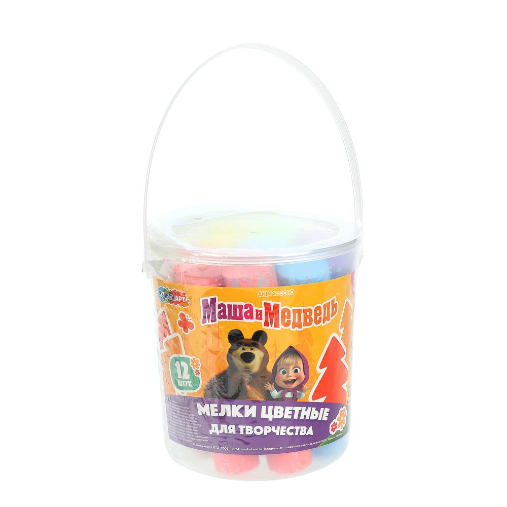 Мелки асфальтовые, 12 шт в ведре Маша и Медведь МУЛЬТИ АРТ в кор.24наб