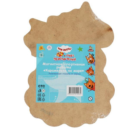 Игрушка деревянная рыбалка Три Кота терм. пакет Буратино в кор.15шт