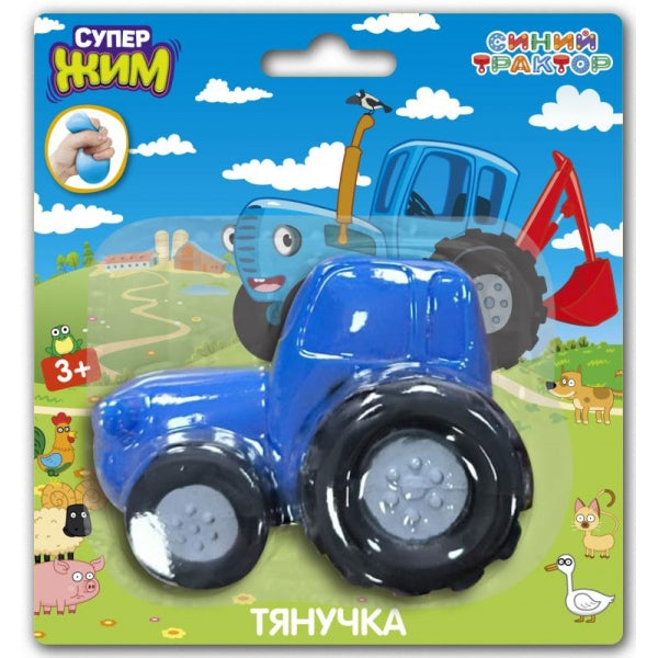 Игрушка-антистресс, тянучка с воздухом, 8 см, СИНИЙ ТРАКТОР блистер Супер Жим в кор.3*12шт