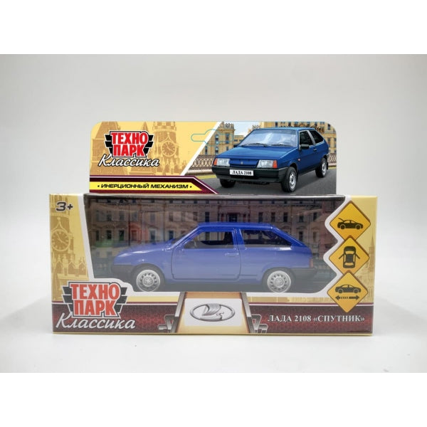 Машина металл LADA LADA-2108 "СПУТНИК" длина 12см, дверная сумка,инер, син, в кор. Технопарк в кор.2*36шт