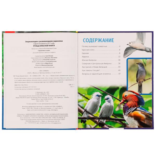 Птицы Красной книги. Н. В. Седова. Энциклопедия с развивающими заданиями. 48 стр. Умка в кор.15шт