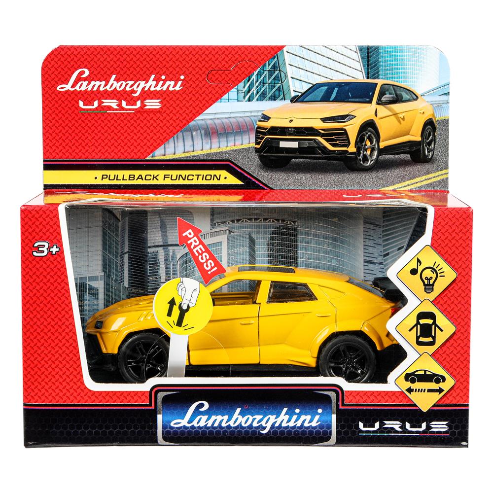Машина металл свет-звук lamborghini urus 12см,св/зв, двер.инерц.,кор. Технопарк в кор.2*48шт
