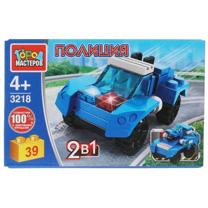 Конструктор полицейская машина 2в1, 39 дет. Город мастеров в кор.80шт