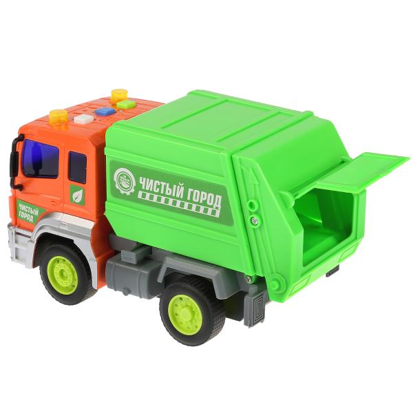Машиназвук на бат свет+ Камаз "камаз мусоровоз" 17см, пласт, инерц. в кор. Технопарк в кор.36шт