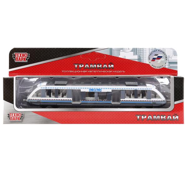 ТРАМВАЙ "ТЕХНОПАРК" МЕТАЛЛ. 16,5СМ, БЕЛЫЙ В РУСС. КОР. в кор.144шт
