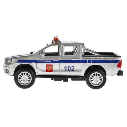 ТМ Технопарк. Машина металл "TOYOTA HILUX ПОЛИЦИЯ", длина 12см, свет+звук,инерц. в кор. в кор.2*36шт
