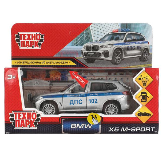 Машина металл свет-звук bmw X5 M-SPORT ПОЛИЦИЯ 12 см, дверь, сумка, кор. Технопарк в кор.2*36шт